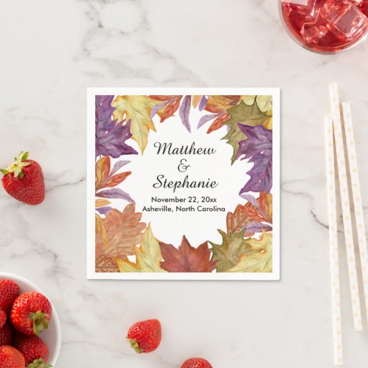 ツリー素朴離れ秋の結婚ブライダルシャワー スタンダードカクテルナプキン (インサイチュ)