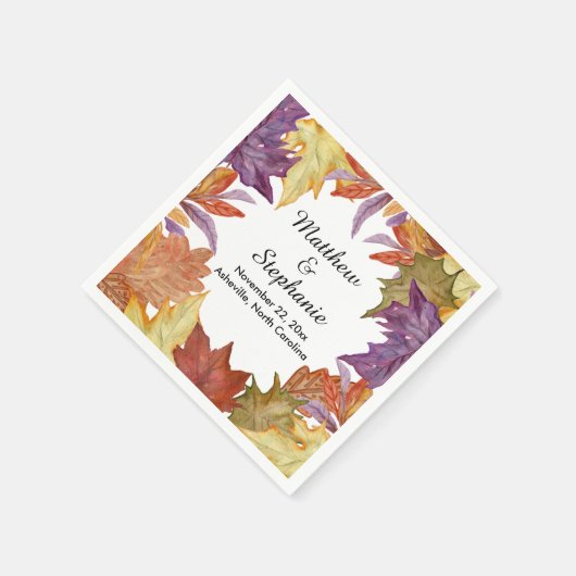 ツリー素朴離れ秋の結婚ブライダルシャワー スタンダードカクテルナプキン (角)