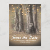 ツリー素朴&ストリングライトウェディング日付を保存 案内ポストカード (正面)