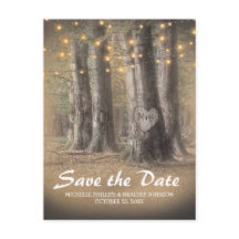 ツリー素朴&ストリングライトウェディング日付を保存