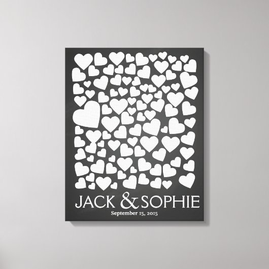 ツリー結婚の特徴的なゲストブックのハート キャンバスプリント (正面)