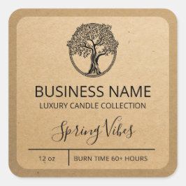 ツリー自然クラフト紙大豆キャンドルラベル スクエアシール