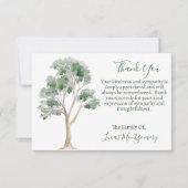 ツリー葬儀の写真ありがとう，悔やみや弔慰 ノートカード (正面)