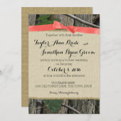 ツリー迷彩柄とコーラルボウ 招待状 (正面/裏面)