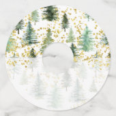 ツリー金ゴールドグリッターワイングラスラベル ワイングラスタグ (正面)