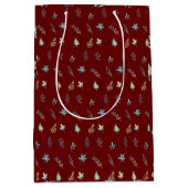 ツリー離れボタンエレガントシンプルブルーウォーター色 ミディアムペーパーバッグ (正面)