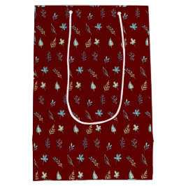 ツリー離れボタンエレガントシンプルブルーウォーター色 ミディアムペーパーバッグ