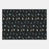 ツリー離れボタンエレガントシンプルブルーウォーター色 ラッピングペーパーシート (正面3)