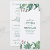 ツリー離れ水カラー素朴結婚式 プログラム (正面/裏面)