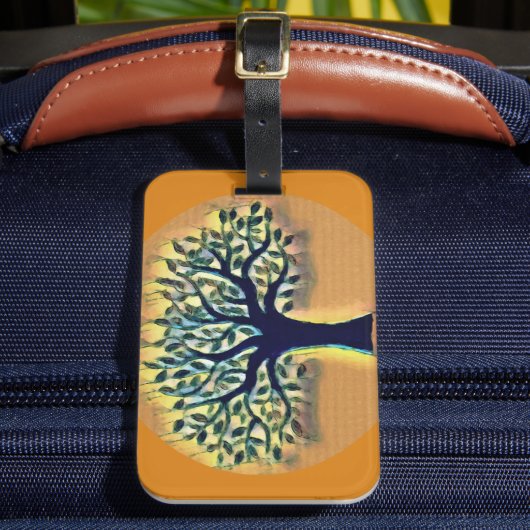 ツリー顔黄色の景観水色 ラゲッジタグ (正面インサイチュ2)