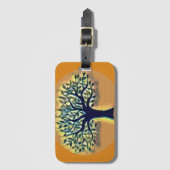 ツリー顔黄色の景観水色 ラゲッジタグ (正面縦)