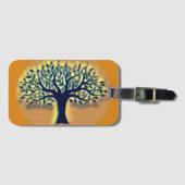 ツリー顔黄色の景観水色 ラゲッジタグ (正面横)