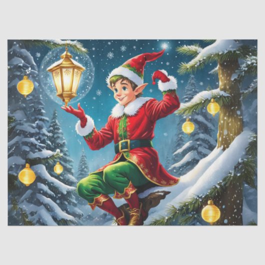 ツリー魅力的デカップクラフトのクリスマス小妖精や小人 薄葉紙 (正面)