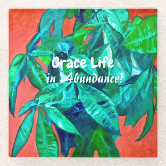 ツリー鮮やかライフGLASSコースター – Grace Life ガラスコースター (正面)