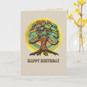 ツリー鮮やか誕生日カード カード (黄色い花)