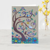 ツリー・オブ・ライフ – アールヌーボースタイル カード (黄色い花)