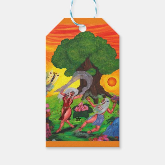 ツリー・オブ・ライフ・ウォーター・カラー・ダンス・ジョイ・ラブアート ギフトタグ (正面)