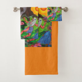 ツリー・オブ・ライフ・ウォーター・カラー・ダンス・ジョイ・ラブアート バスタオルセット