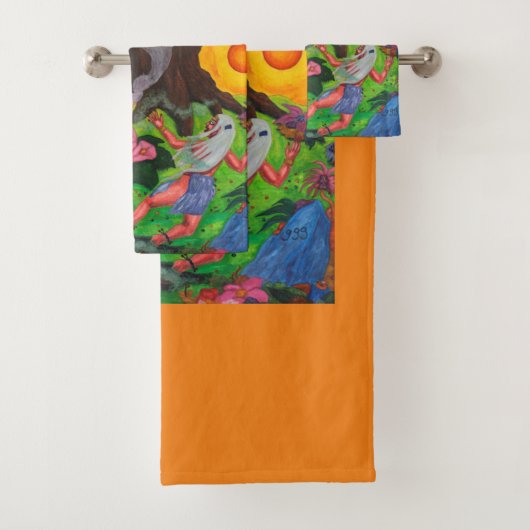 ツリー・オブ・ライフ・ウォーター・カラー・ダンス・ジョイ・ラブアート バスタオルセット (インサイチュ)