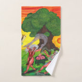 ツリー・オブ・ライフ・ウォーター・カラー・ダンス・ジョイ・ラブアート バスタオルセット (ハンドタオル)