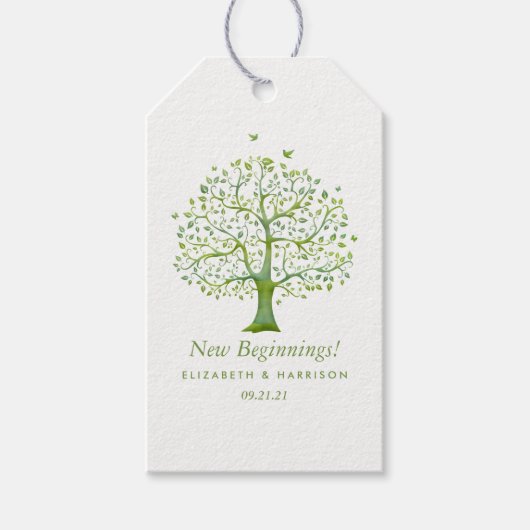 ツリー・オブ・ライフ、エレガントな結婚式 ギフトタグ (正面)