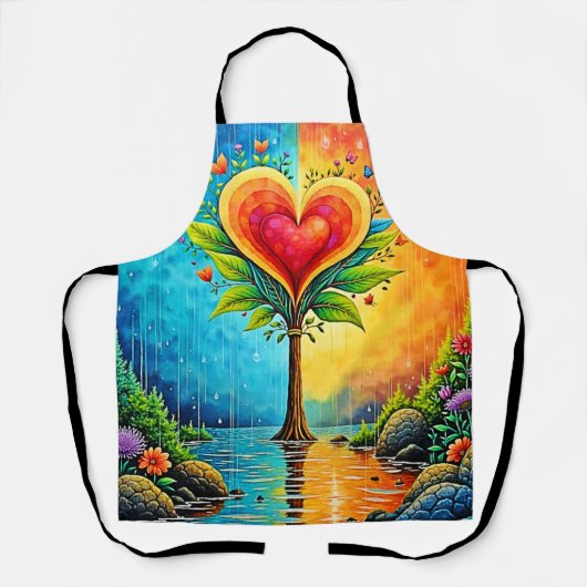 ツリー・オブ・ラブ&ライフデザイン エプロン (正面)