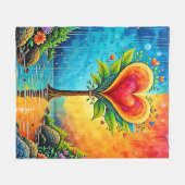 ツリー・オブ・ラブ&ライフデザイン フリースブランケット (正面(横))