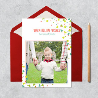 ツリー コンフェッティ モダン フラット ホリデー フォト カード