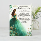 ツリー ゴールド ミント グラム エメラルド グリーン 15歳の誕生日 招待状 (スタンド正面)
