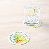 ツリー&スターオーストラリアクリスマスパーティー付きコアラ ラウンドペーパーコースター (インサイチュ)