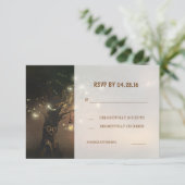 ツリー ストリング ライト メイソンジャー ウェディング RSVP カード (スタンド正面)