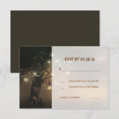 ツリー ストリング ライト メイソンジャー ウェディング RSVP カード (正面/裏面)