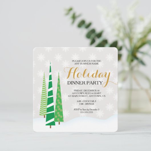 ツリー&スノーフレークスビジネスホリデーディナーパーティー 招待状 (スタンド正面)