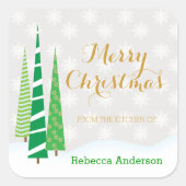 ツリー&スノーフレークスメリークリスマスベーキング スクエアシール (正面)
