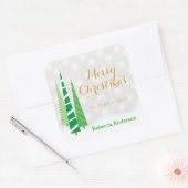 ツリー&スノーフレークスメリークリスマスベーキング スクエアシール (封筒)