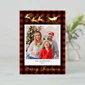 ツリー＆スレイのクリスマス写真 ゴールド 箔シーズンカード (立ち正面)