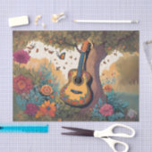 ツリー・デコページ・ティッシュペーパーの下のギター 薄葉紙 (クラフト)