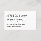 ツリー·トリミング·サービス 名刺 (裏面)