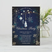 ツリー ブランチ デコレーション スノーフレーク ブルー 招待状 (スタンド正面)