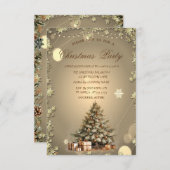 ツリー、プレゼント松のコーン星クリスマス 招待状 (正面/裏面)