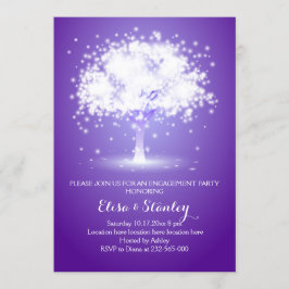 ツリー&ライトパープル結婚ズ婚約パーティ 招待状