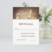 ツリー ライト ラスティック ウッド ウェディング RSVP カード (スタンド正面)