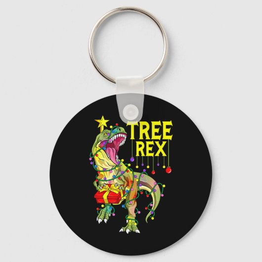 ツリー・レックス！面白いクリスマスの古生物学者 キーホルダー (正面)