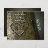 ツリー·素朴カーブ:日付の保存 招待状 (正面/裏面)