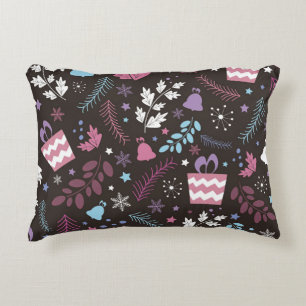 ツリー、雪、ギフトとクリスマスシームレスなパターン アクセントクッション