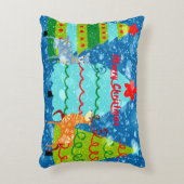 ツリー、鹿、雪とクリスマスデザイン アクセントクッション (正面(垂直))