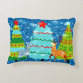 ツリー、鹿、雪とクリスマスデザイン アクセントクッション (裏面)