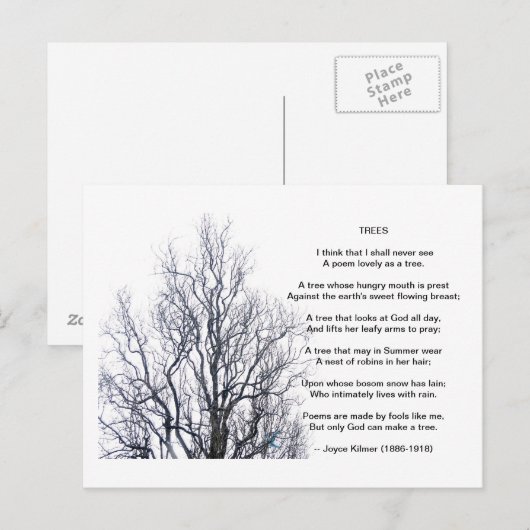 ツリー、Joyce Kilmer ポストカード (正面/裏面)