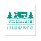 ツリー&RVシルエットファミリ名差出人住所 セルフインキングスタンプ (デザイン)