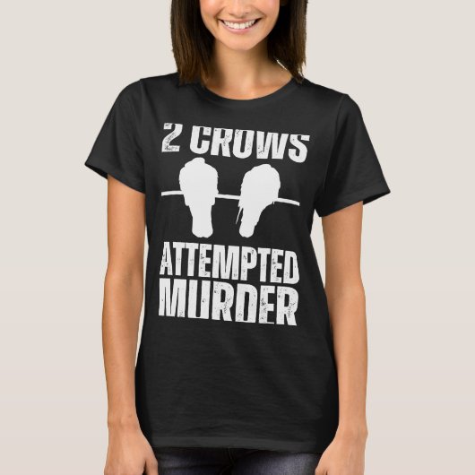 ツリーB上のカラスの鳥カラスの殺人未遂 Tシャツ (正面)
